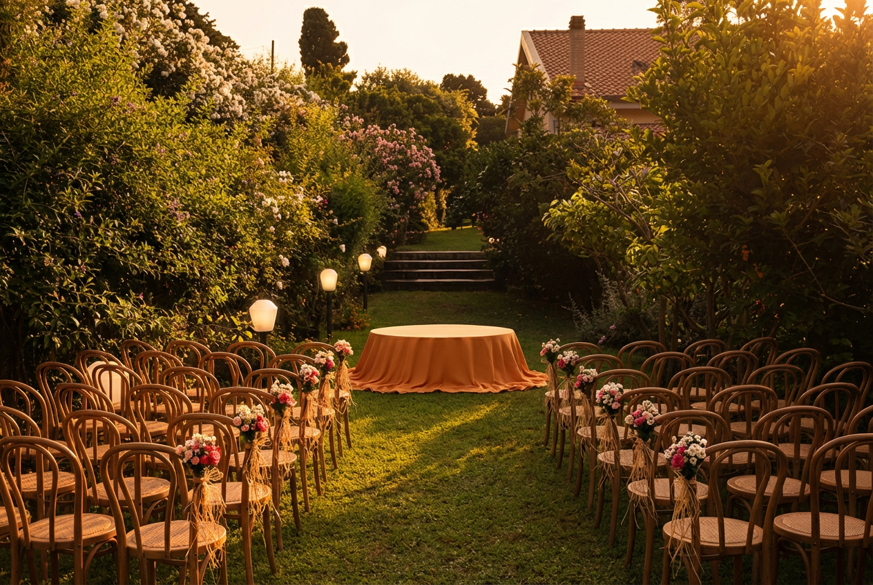 Private garden, sunset ceremony — After